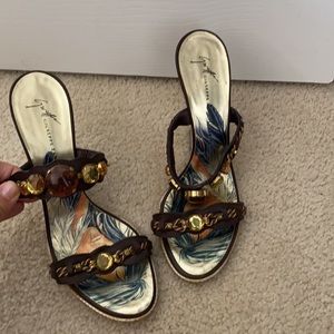 Giuseppe Zanotti brown wedge 8.5